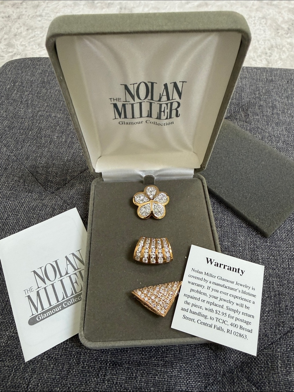 Nolan Miller Gold-Tone and crystal pendant Trio